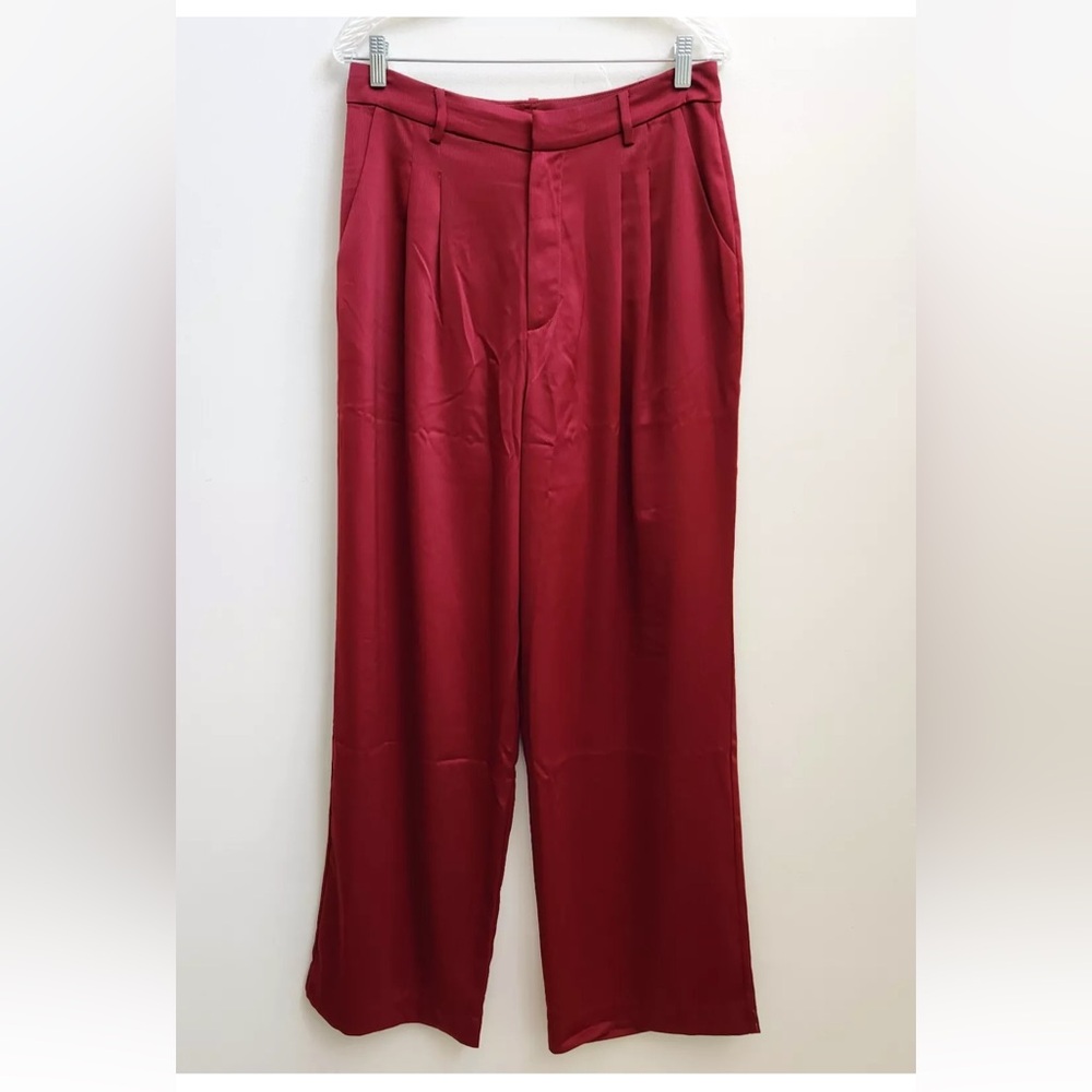 WAYF red burgundy dress trouser pants wide leg NWT
B2